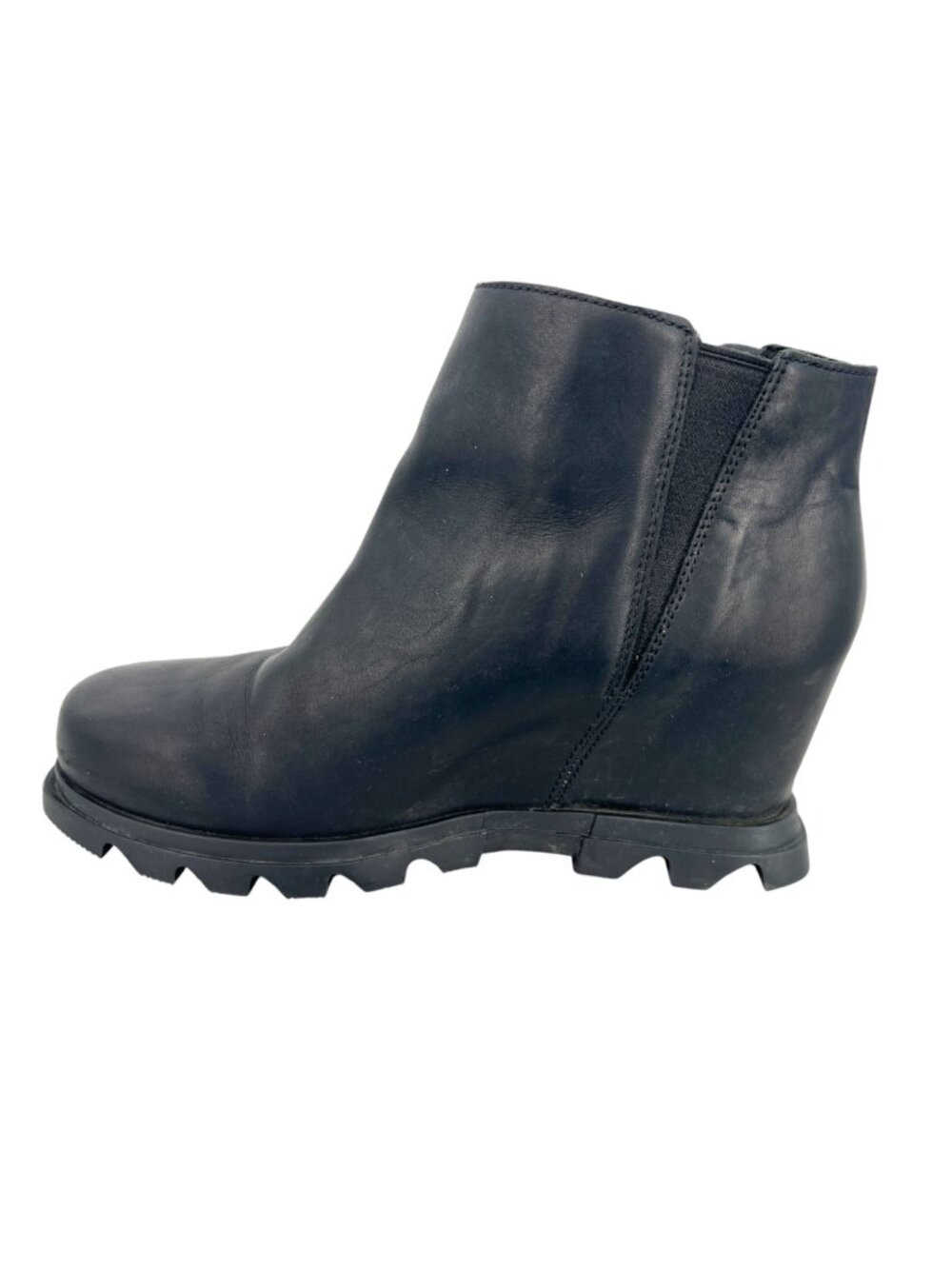 Sorel Joan Of Arctic Wedge II Black Leather Ankle Boots Womens Size 8